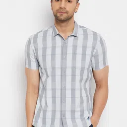 CAMLA Buffalo Checked Spread Collar Cotton Casual Shirt-image-40