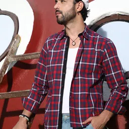 Campus Sutra Tartan Checked Spread Collar Long Sleeves Casual Shirt-image-38