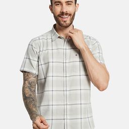 METTLE Men Windowpane Checks Opaque Checked Casual Shirt-picture-5