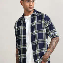 RIGS AND RAGS Men Custom Spread Collar Tartan Checked Cotton Casual Shirt-image-28