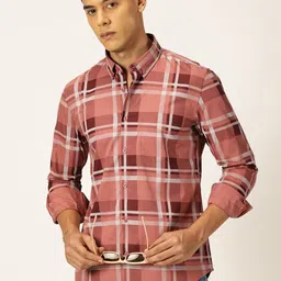 Thomas Scott Men Tartan Checks Button-Down Collar Casual Shirt-image-22