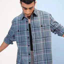 HIGHLANDER Tartan Checks Checked Oversized Cotton Casual Shirt-image-38