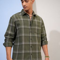 HIGHLANDER Men Tartan Checks Cotton Casual Shirt-image-55