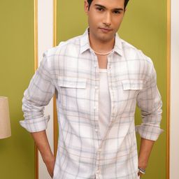 LOCOMOTIVE Premium Textured Checked Utility Pocket Relaxed Shirt-image-89