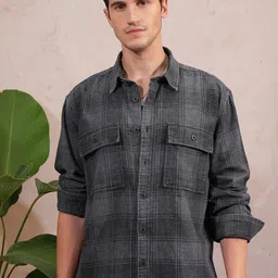 LOCOMOTIVE Tartan Checks Checked Cotton Spread Collar Oversized Opaque Casual Shirt-image-30