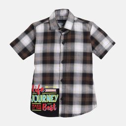 Polka Tots Boys Tartan Checks Opaque Checked Cotton Casual Shirt-image-90