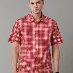 Voi Jeans Slim Fit Tartan Checked Pure Cotton Casual Shirt-image-85