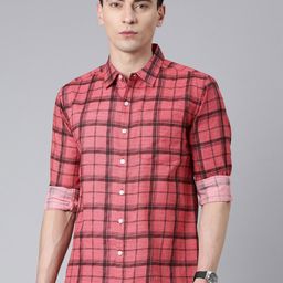 Metronaut Slim Fit Tartan Checked Cotton Casual Shirt-image-17