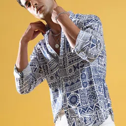 Campus Sutra Men Comfort Contrast Aztec Printed Casual Shirt-image-20