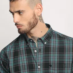 THE BEAR HOUSE Slim Fit Tartan Checks Opaque Checked Casual Shirt-image-93