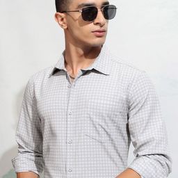 HIGHLANDER Men Grid Tattersall Checks Opaque Checked Casual Shirt-picture-6