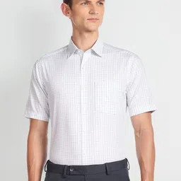 Arrow Grid Tattersall Checked Twill Pure Cotton Formal Shirt-picture-35