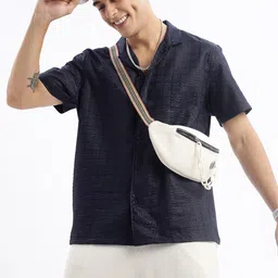 SHOWOFF Standard Relaxed Fit Textured Self Design Cotton Casual Shirt-image-97