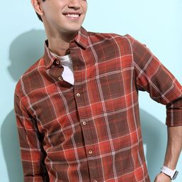 HIGHLANDER Slim Fit Tartan Checks Casual Shirt-image-98