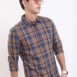 HIGHLANDER Checked Cotton Casual Shirt-image-8