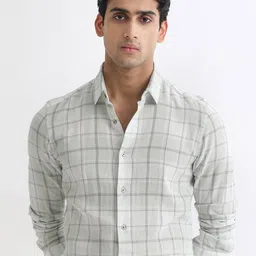 RARE RABBIT Men Tropea Slim Fit Opaque Checked Cotton Shirt-image-91