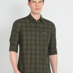 Arrow Sport Slim Fit Tartan Checks Twill Pure Cotton Casual Shirt-image-87