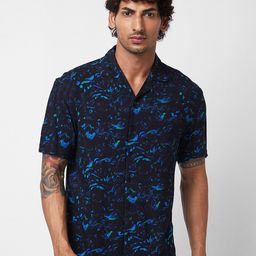 SPYKAR spread collar Short Sleeves Printed Casual Cotton Shirt-image-94