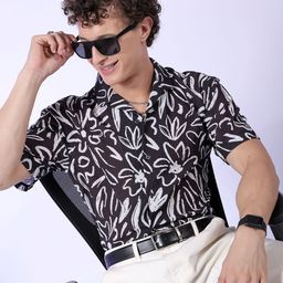 The Indian Garage Co Black Floral Printed Casual Shirt-image-33