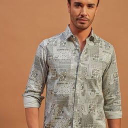 THINC Men Spread Collar Ethnic Motifs Printed Cotton Casual Shirt-image-58