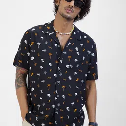 VASTRADO Men Classic Printed Cuban Collar Oversized Casual Shirt-image-60