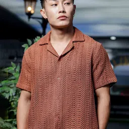 House of Koala Unisex Relaxed Fit Cotton Crochet Resort Shirt-image-41