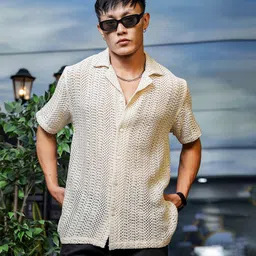 House of Koala Unisex Relaxed Fit Cotton Crochet Resort Shirt-image-40