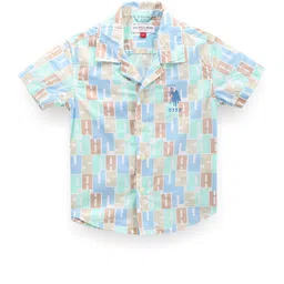 U.S. Polo Assn. Kids Boys Classic Typography Printed Cuban Collar Casual Shirt-image-15