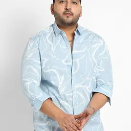 Instafab Plus Men Plus Size Spread Collar Classic Abstract Printed Casual Shirt-4