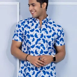 Firangi Yarn Classic Floral Printed Spread Collar Cotton Casual Shirt-image-66