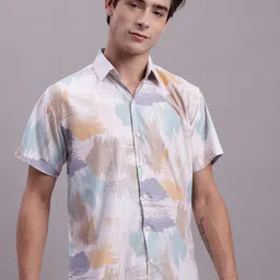 JAINISH Classic Regular Fit Abstract Printed Spread Collar Short Sleeve Casual Shirt-image-58