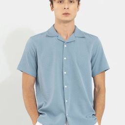 Snitch Blue Boxy Self Design Casual Shirt-image-56