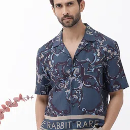 RARE RABBIT Men Bordis Boxy Fit Floral Printed Cuban Collar Shirt-picture-22