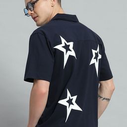 GRIFFEL Premium Graphic Printed Cuban Collar Cotton Casual Shirt-image-96