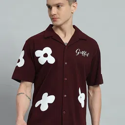 GRIFFEL Premium Floral Printed Cotton Casual Shirt-image-62