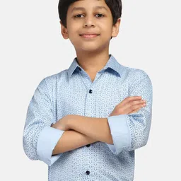 TAHVO Boys Smart Slim Fit Opaque Micro Ditsy Printed Casual Shirt-image-41