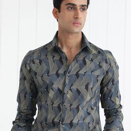 RARE RABBIT Men Nant Slim Fit Geometric Printed Cotton Shirt-picture-20