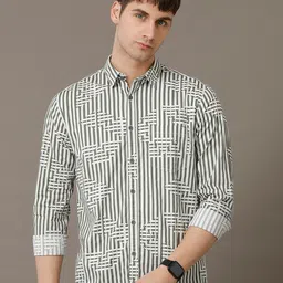 Voi Jeans Comfort Spread Collar Slim Fit Opaque Printed cotton Casual Shirt-picture-43