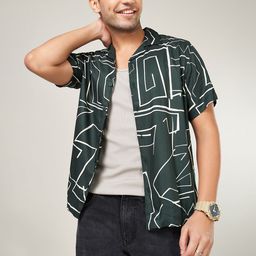 People Men Cuban Collar Abstract Printed Casual Shirt-image-90