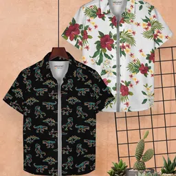 HELLCAT Boys Floral Opaque Printed Casual Shirt-picture-13