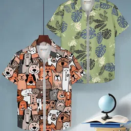 HELLCAT Boys Floral Opaque Printed Casual Shirt-picture-15