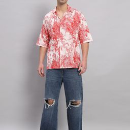 HANDICRAFT PALACE Men Comfort Spread Collar Floral Printed Cotton Oversized Casual Shirt-image-90