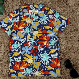 The Lion and The Fish Boys Comfort Floral Opaque Printed Casual Shirt-20