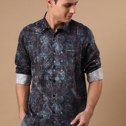 Crocodile Floral Printed Comfort Opaque Regular Fit Cotton Casual Shirt-image-14