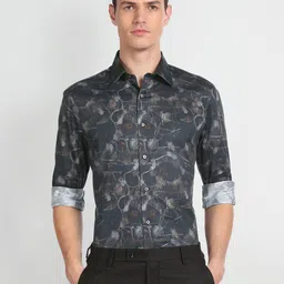 Arrow Abstract Printed Spread Collar Pure Cotton Casual Shirt-44