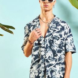 MASCLN SASSAFRAS Unisex Relaxed Floral Opaque Printed Casual Shirt-image-35