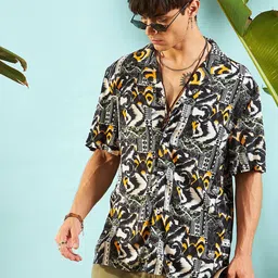 MASCLN SASSAFRAS Unisex Relaxed Floral Opaque Printed Casual Shirt-image-40