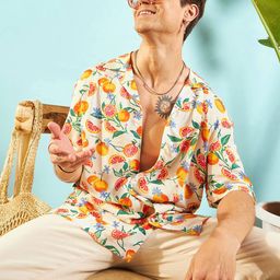 MASCLN SASSAFRAS Unisex Relaxed Floral Opaque Printed Casual Shirt-image-76