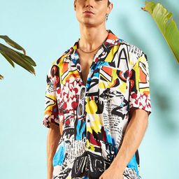 MASCLN SASSAFRAS Unisex Relaxed Floral Opaque Printed Casual Shirt-image-93