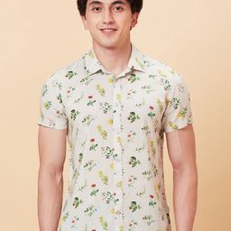 Being Human Slim Fit Floral Print Spread Collar Short Sleeves Casual Shirt-image-13